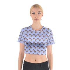 Kawaii Dougnut Blue Pattern Cotton Crop Top by snowwhitegirl