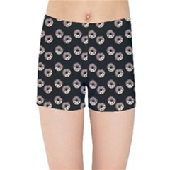 Kawaii Dougnut Black Pattern Kids  Sports Shorts by snowwhitegirl