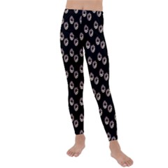 Kawaii Dougnut Black Pattern Kids  Lightweight Velour Leggings by snowwhitegirl