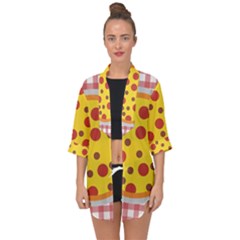 Pizza Table Pepperoni Sausage Copy Open Front Chiffon Kimono by Nexatart