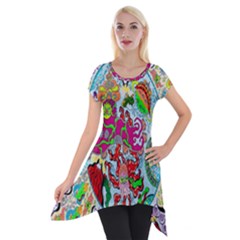 Supersonic Volcanic Splash Short Sleeve Side Drop Tunic by chellerayartisans