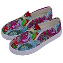 Supersonic Volcanic Splash Kids  Canvas Slip Ons by chellerayartisans