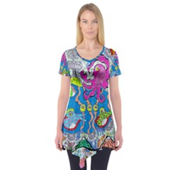 Supersonic Volcanic Fish Sonar Submarine Short Sleeve Tunic  by chellerayartisans