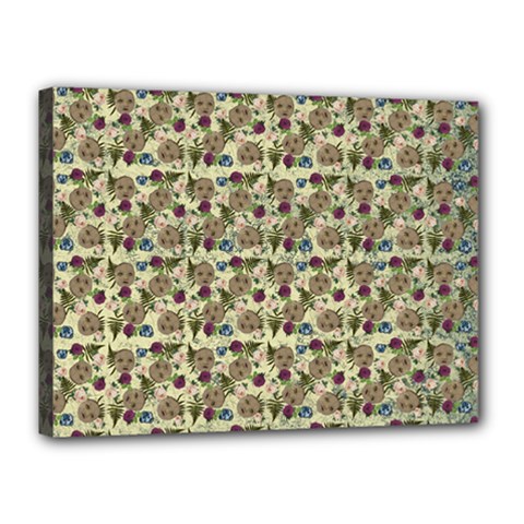 Distressed Cracked Doll Head Pattern Canvas 16  X 12  (stretched) by snowwhitegirl