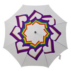 Rainbow Heart Colorful Lgbt Rainbow Flag Colors Gay Pride Support Hook Handle Umbrellas (small) by yoursparklingshop