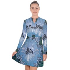 Surfboard With Dolphin Long Sleeve Panel Dress by FantasyWorld7