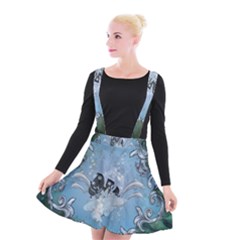 Surfboard With Dolphin Suspender Skater Skirt by FantasyWorld7