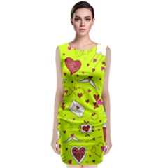 Valentin s Day Love Hearts Pattern Red Pink Green Classic Sleeveless Midi Dress by EDDArt