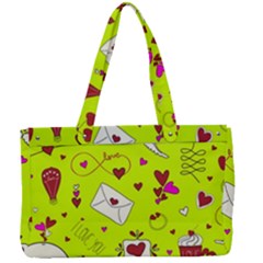 Valentin s Day Love Hearts Pattern Red Pink Green Canvas Work Bag by EDDArt