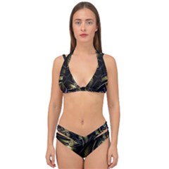 Fractal Braids Texture Pattern Double Strap Halter Bikini Set by Pakrebo