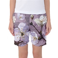 Peach Blossom Seamless Pattern Vector Women s Basketball Shorts by Sobalvarro