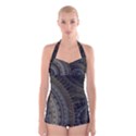 Fractal Spikes Gears Abstract Boyleg Halter Swimsuit  View1
