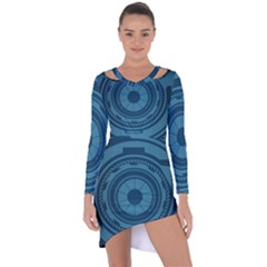 Technology Background Binary Asymmetric Cut-out Shift Dress by Pakrebo