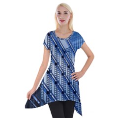 Abstract Architecture Azure Short Sleeve Side Drop Tunic by Pakrebo