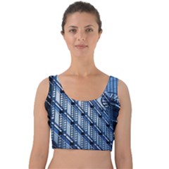 Abstract Architecture Azure Velvet Crop Top by Pakrebo