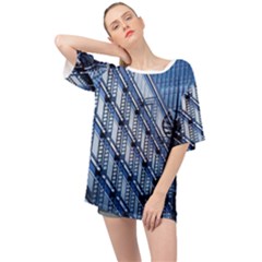 Abstract Architecture Azure Oversized Chiffon Top by Pakrebo