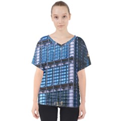 Abstract Architecture Background V-neck Dolman Drape Top by Pakrebo