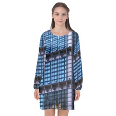 Abstract Architecture Background Long Sleeve Chiffon Shift Dress  by Pakrebo