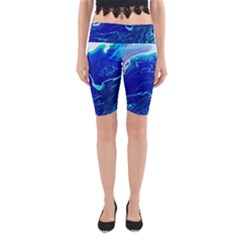 Paint Acrylic Paint Art Painting Blue Yoga Cropped Leggings by Pakrebo