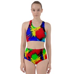 Color Halftone Grid Raster Image Racer Back Bikini Set by Pakrebo