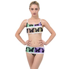 Seamless Wallpaper Butterfly Layered Top Bikini Set by Pakrebo