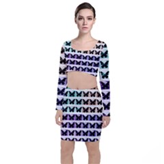 Seamless Wallpaper Butterfly Pattern Top And Skirt Sets by Pakrebo