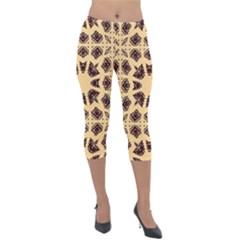 Seamless Pattern Ornament Lightweight Velour Capri Leggings  by Pakrebo