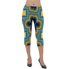 Seamless Pattern Ornament Wallpaper Lightweight Velour Capri Leggings  by Pakrebo