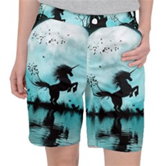 Wonderful Unicorn Silhouette In The Night Pocket Shorts by FantasyWorld7