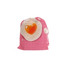 Omelette Heart Pink Valentine Drawstring Pouch (small) by Bajindul
