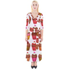 Chocolate Cake Muffin Quarter Sleeve Wrap Maxi Dress by Bajindul