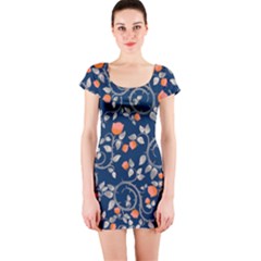 Midnight Florals Short Sleeve Bodycon Dress by VeataAtticus