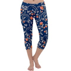 Midnight Florals Capri Yoga Leggings by VeataAtticus