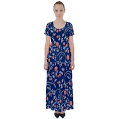 Midnight Florals High Waist Short Sleeve Maxi Dress by VeataAtticus