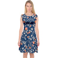 Midnight Florals Capsleeve Midi Dress by VeataAtticus