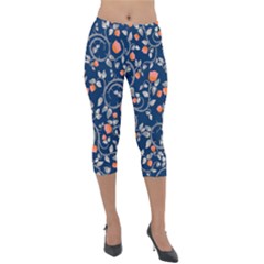 Midnight Florals Lightweight Velour Capri Leggings  by VeataAtticus