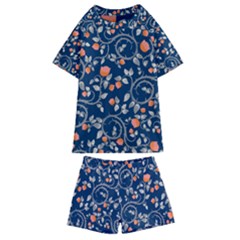 Midnight Florals Kids  Swim Tee And Shorts Set by VeataAtticus