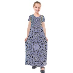Mosaic Pattern Kids  Short Sleeve Maxi Dress by Bajindul