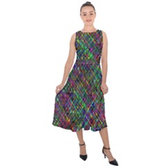 Pattern Artistically Midi Tie-back Chiffon Dress by HermanTelo