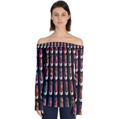 Texture Abstract Off Shoulder Long Sleeve Top by HermanTelo