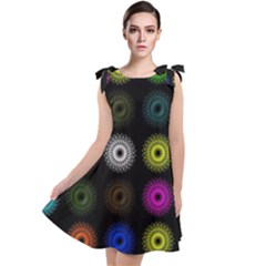 Flowers Arrangement Symmetry Tie Up Tunic Dress by Bajindul