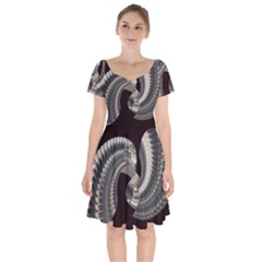 Ornament Spiral Rotated Short Sleeve Bardot Dress by Bajindul