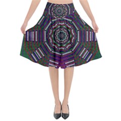 Orchid Landscape With A Star Flared Midi Skirt by pepitasart