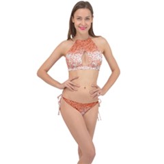 Scrapbook Orange Shades Cross Front Halter Bikini Set by HermanTelo