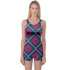 Purple Textile And Fabric Pattern One Piece Boyleg Swimsuit by Pakrebo
