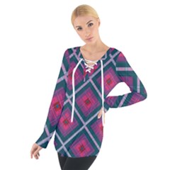 Purple Textile And Fabric Pattern Tie Up Tee by Pakrebo