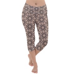 Texture Tissue Seamless Plaid Lightweight Velour Capri Yoga Leggings by HermanTelo