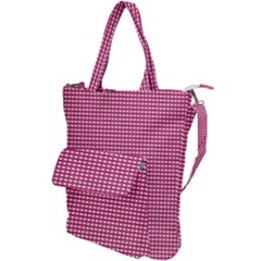 Gingham Plaid Fabric Pattern Pink Shoulder Tote Bag by HermanTelo