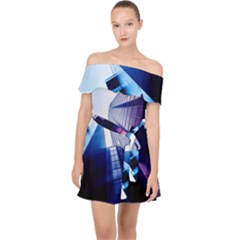 Abstract Architectural Design Architecture Building Off Shoulder Chiffon Dress by Pakrebo