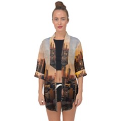 View Of High Rise Buildings During Day Time Open Front Chiffon Kimono by Pakrebo